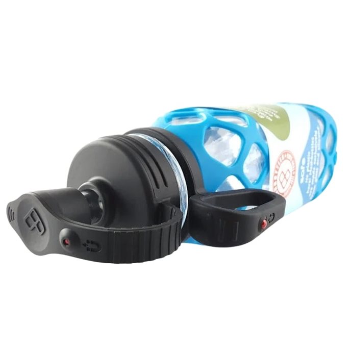 Glass Bottle with Glass Straw - Blue Thumbnail 2