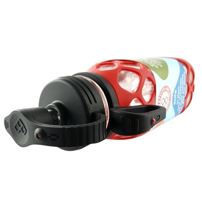 Glass Bottle with Glass Straw - Red Thumbnail 2