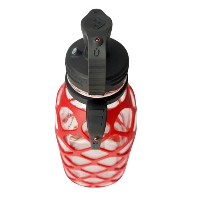 Glass Bottle with Glass Straw - Red Thumbnail 3