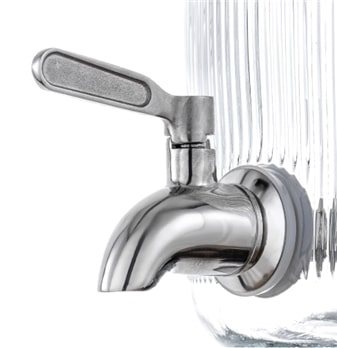 One Gallon Glass Fluted Drink Dispenser with Stainless steel faucet and lid. Thumbnail 3