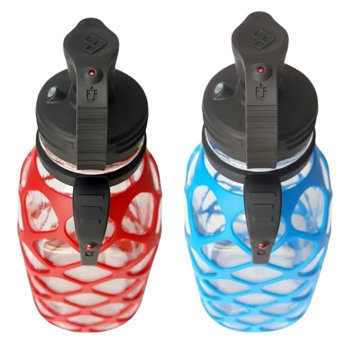 Glass Bottle with Glass Straw - Red & Blue Discounted 2 Pack Thumbnail 2