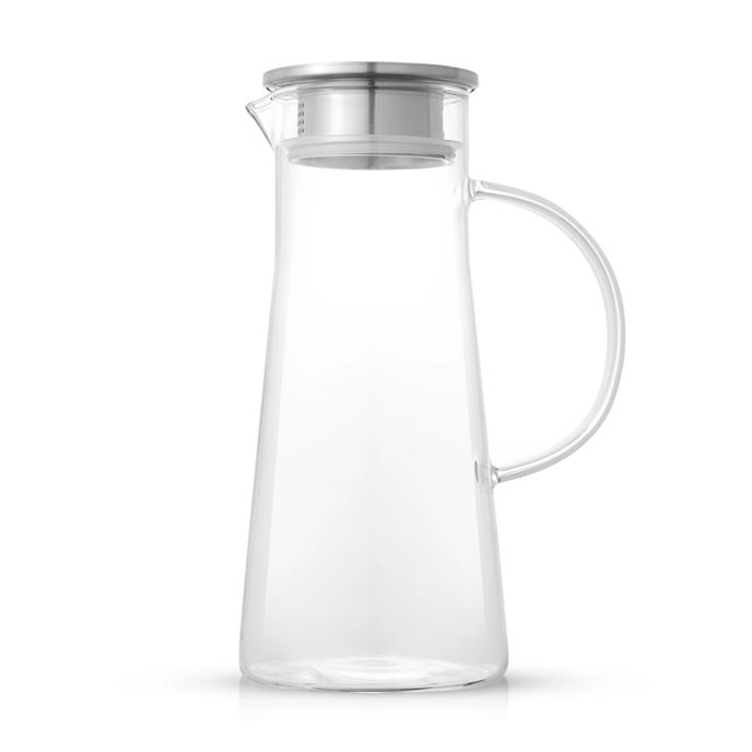 Glass Drink Pitcher with Stainless Steel Lid - 46 oz, (1.34 Liter) Thumbnail 2